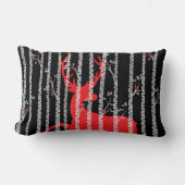 黒と赤の樺の木ツリーフォレスト枕 ランバークッション (正面)