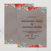 黒と赤の水のカラー結婚式招待状 招待状 (正面/裏面)