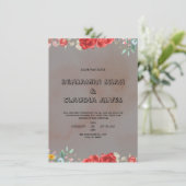 黒と赤の水のカラー結婚式招待状 招待状 (スタンド正面)