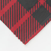 黒と赤の水牛の格子模様モノグラム フリースブランケット (角)