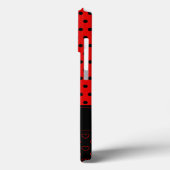 黒と赤の水玉模様パターン、名前をカスタムする Case-Mate iPhoneケース (裏面 / 左)