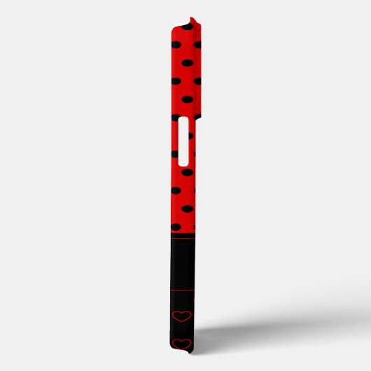 黒と赤の水玉模様パターン、名前をカスタムする Case-Mate iPhoneケース (裏面 / 右)