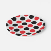 黒と赤の水玉模様 ペーパープレート (アングル)