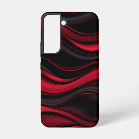 黒と赤の波のパターン 大胆な抽象デザイン SAMSUNG GALAXYケース (裏面)