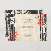 黒と赤の渦巻き ウェディング レセプション カード (正面/裏面)