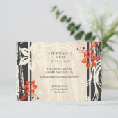 黒と赤の渦巻き ウェディング レセプション カード (スタンド正面)