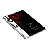 黒と赤の渦巻形のつる植物 ノートブック (右側)