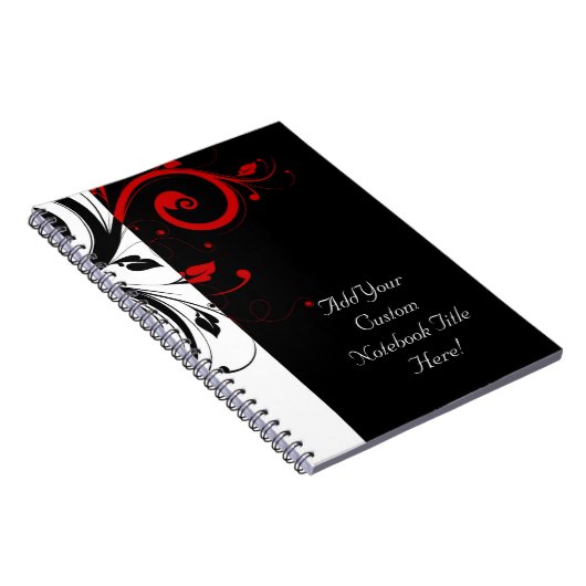 黒と赤の渦巻形のつる植物 ノートブック (右側)