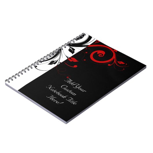黒と赤の渦巻形のつる植物 ノートブック (左側)