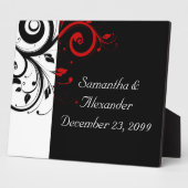 黒と赤の渦巻形のつる植物 フォトプラーク (側面)