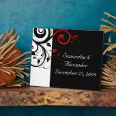 黒と赤の渦巻形のつる植物 フォトプラーク (側面)