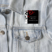 黒と赤の渦巻形のつる植物 缶バッジ (インサイチュ)