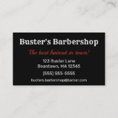 黒と赤の理容師ロゴのパーソナライズ 名刺 (裏面)