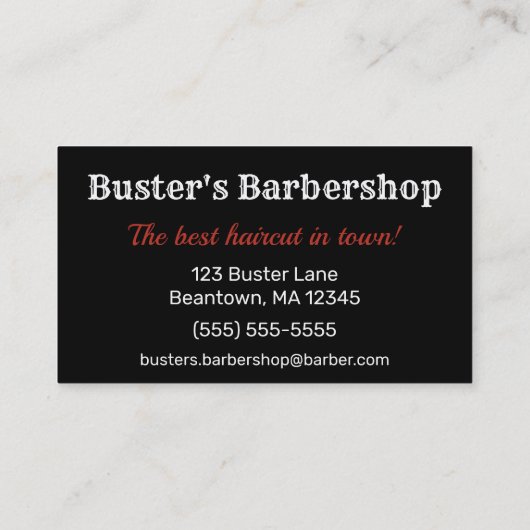 黒と赤の理容師ロゴのパーソナライズ 名刺 (裏面)