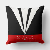 黒と赤の白い光線 クッション (裏面)