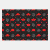黒と赤の目盛りキャップパターン ラッピングペーパーシート (正面3)
