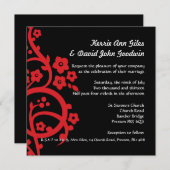 黒と赤の結婚式招待状 招待状 (正面/裏面)