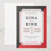 黒と赤の結婚式招待状 招待状 (正面/裏面)