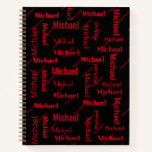 黒と赤の繰り返し名クラスのメモ ノートブック (正面)