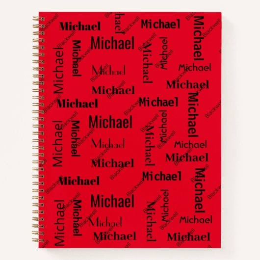 黒と赤の繰り返し名クラスのメモ ノートブック (正面)