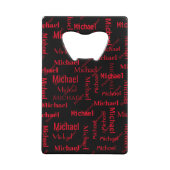 黒と赤の繰り返し最初と姓キーチェーンB クレジットカード栓抜き (正面)