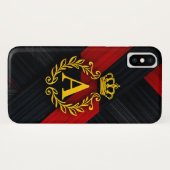 黒と赤の背景にエレガントな金のモノグラム Case-Mate iPhoneケース (裏面(横))