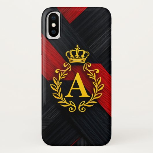 黒と赤の背景にエレガントな金のモノグラム Case-Mate iPhoneケース (裏面)