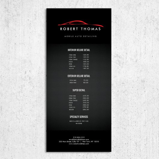 黒と赤の自動詳細、自動修復 ラックカード