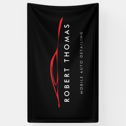 黒と赤の自動詳細、自動修復 横断幕 (縦)