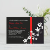 黒と赤の花の結婚式招待状 招待状 (スタンド正面)
