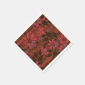 黒と赤の花柄。 スタンダードカクテルナプキン (角)