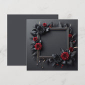 黒と赤の花柄 招待状 (正面/裏面)