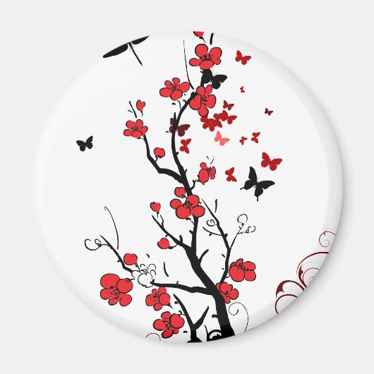 黒と赤の花 マグネット (正面)