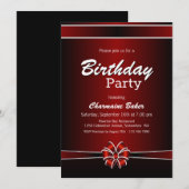黒と赤の誕生日パーティー 招待状 (正面/裏面)