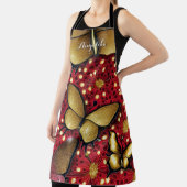 黒と赤の金ゴールドグリッター蝶カスタム エプロン (インサイチュ)