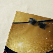 黒と赤の金ゴールドグリッター蝶カスタム ビーチタオル (インサイチュ)