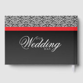 黒と赤の黒のダマスクパターストライプン ゲストブック (裏面)