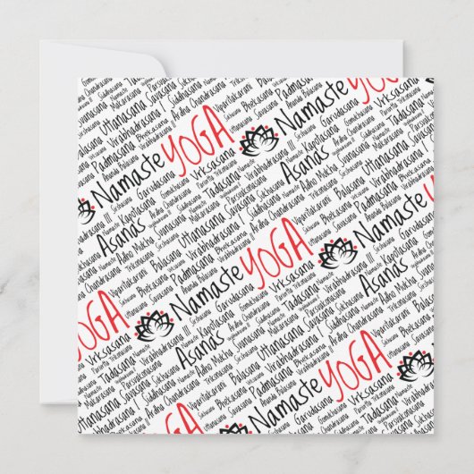 黒と赤エレガントのヨガが蓮の花を演じる 招待状 (裏面)