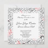 黒と赤エレガントのヨガが蓮の花を演じる 招待状 (正面)