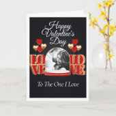 黒と赤パーソナライズされたのバレンタインフォトカード  カード (黄色い花)