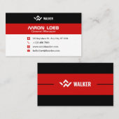 黒と赤モダンパーソナライズされた 名刺 (正面/裏面)