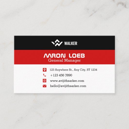 黒と赤モダンパーソナライズされた 名刺 (正面)