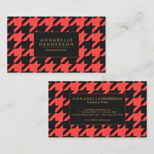 黒と赤千鳥格子の 名刺 (正面/裏面)