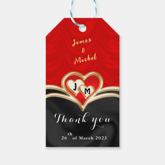 黒と赤結婚の ギフトタグ (正面)