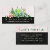 黒と赤面のピンクの自家栽培の多肉植物 名刺 (正面/裏面)