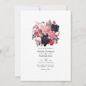 黒と赤面のフローラ結婚の 招待状 (正面)