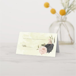 黒と赤面の花ボタニッ結婚クス プレイスカード