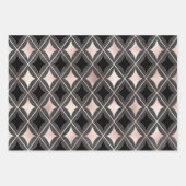 黒と赤面ピンクの幾何 ラッピングペーパーシート (正面2)