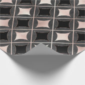 黒と赤面ピンクの幾何 ラッピングペーパー (角)