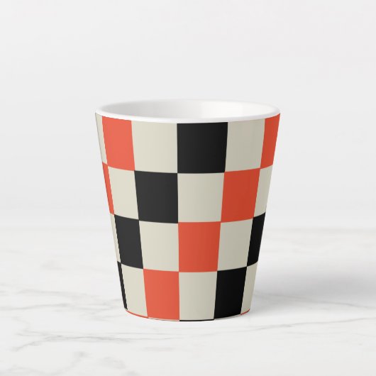 黒と赤 カフェラテマグ (正面)